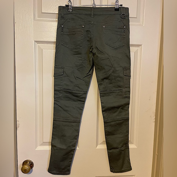 Army Green Military Style Cargo Skinny Pants - Picture 2 of 2